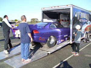 Unloading the car. Perth motorplex